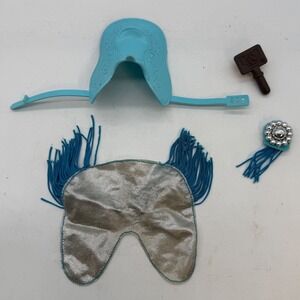 Mattel Barbie Blue Silver Western Horse Saddle Blanket Brush Hair Clip Set